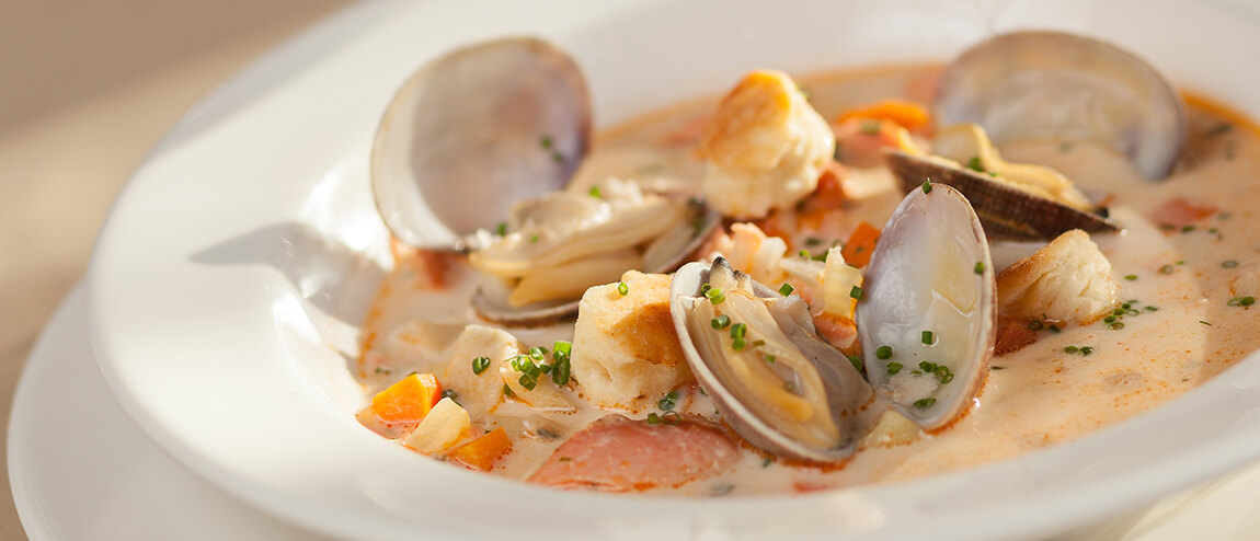 Smoked Salmon chowder, Fresh northwest seafood, oyster bar