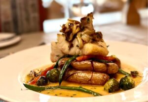 cedar-plank roasted lingcod