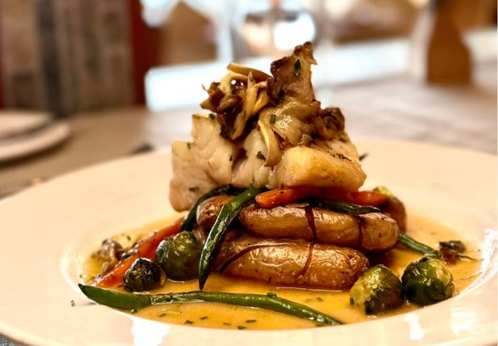 cedar-plank roasted lingcod