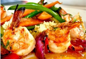 grilled Gulf Coast white prawns